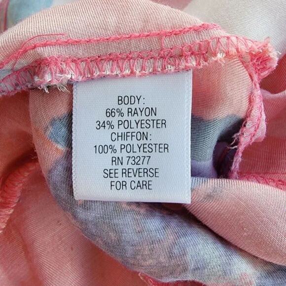 Simply Vera Sleeveless‎ Asymmetric Watercolor Print Blouse Woman Size M Peach - Picture 9 of 10